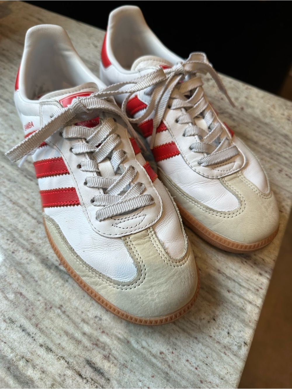 adidas White and Red Retro Low-Top Sneakers
